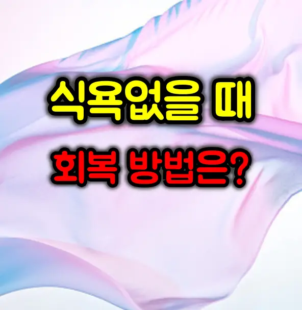 식욕이 없을 때 원인별 치료방법과 회복 가이드