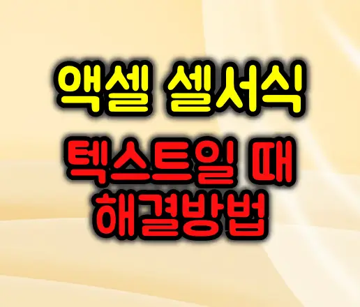 액셀에서 셀 서식이 ‘텍스트’일 때 해결방법