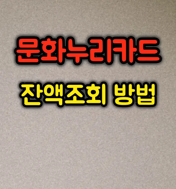 문화누리카드 사용내역과 잔액 조회 방법