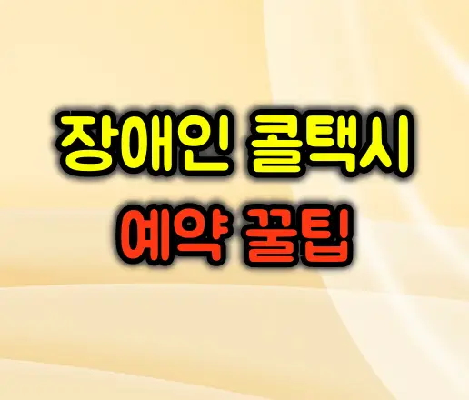 장애인 콜택시 예약 전쟁에서 승리하는 꿀팁