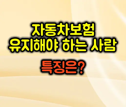 자동차 보험, 꼭 유지해야 하는 사람 특징