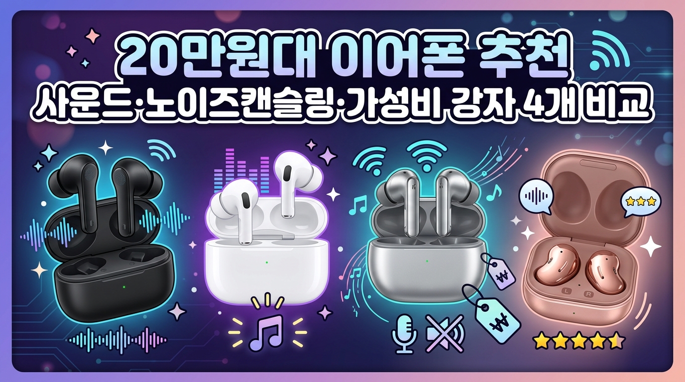 20만원대 이어폰 추천 사운드·노이즈캔슬링·가성비 강자 4개 비교